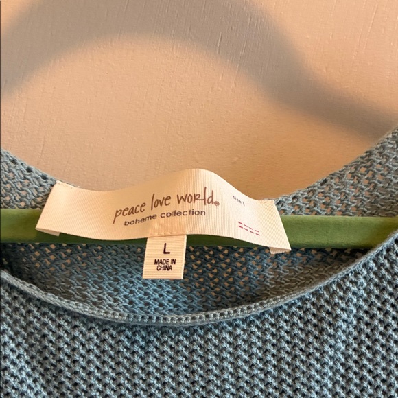 Peace Love World Light Blue Textured Peace Sign Long Sleeve Top - Picture 2 of 6